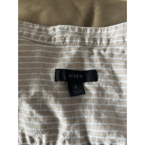 J. Crew Womens Linen Top SMALL Striped Button Up Shirt Embroidery - Picture 6 of 16
